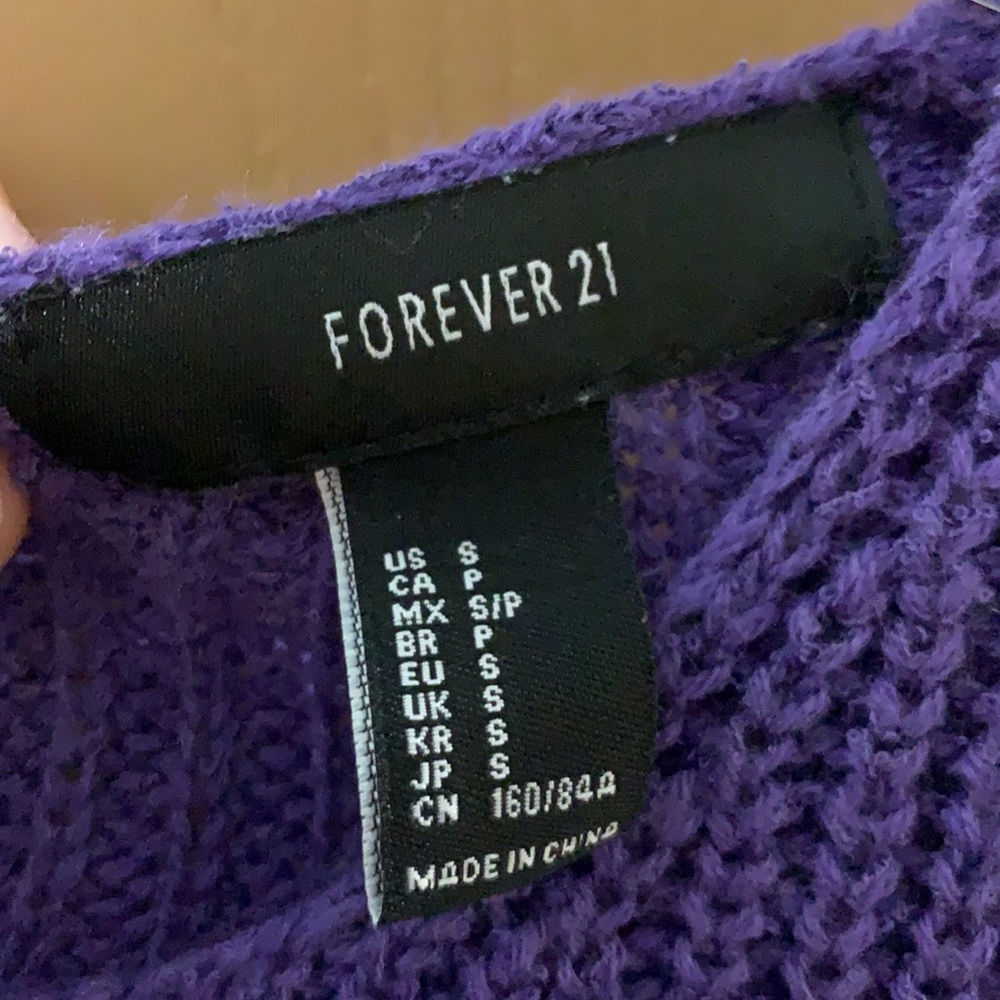 💚 6 items for $25 💚▪️ FOREVER 21 ▪️ Purple Crop Sweater - Picture 7 of 11